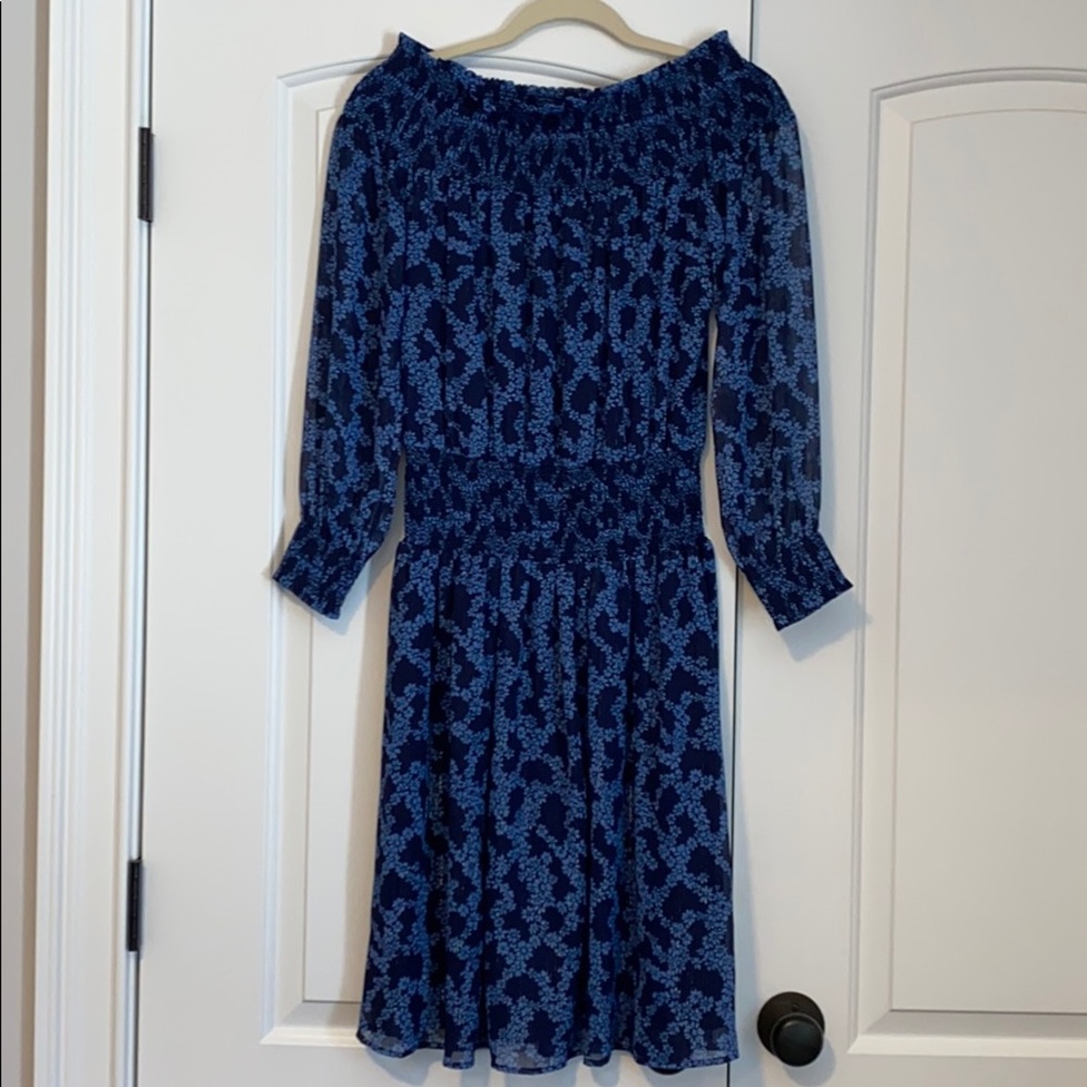 Blue floral knee length dress